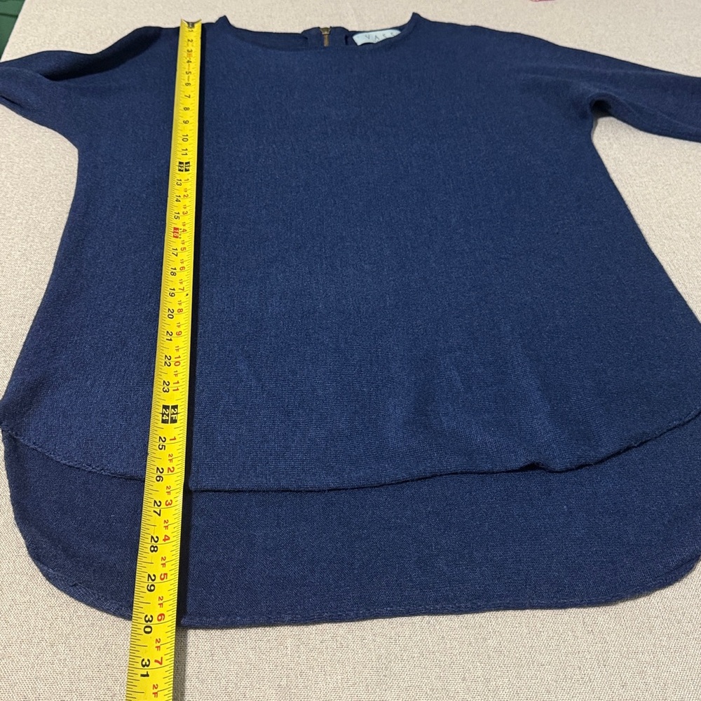 Joan Vass Navy Blue Long Sleeve Tunic Sweater SZM - Picture 8 of 15